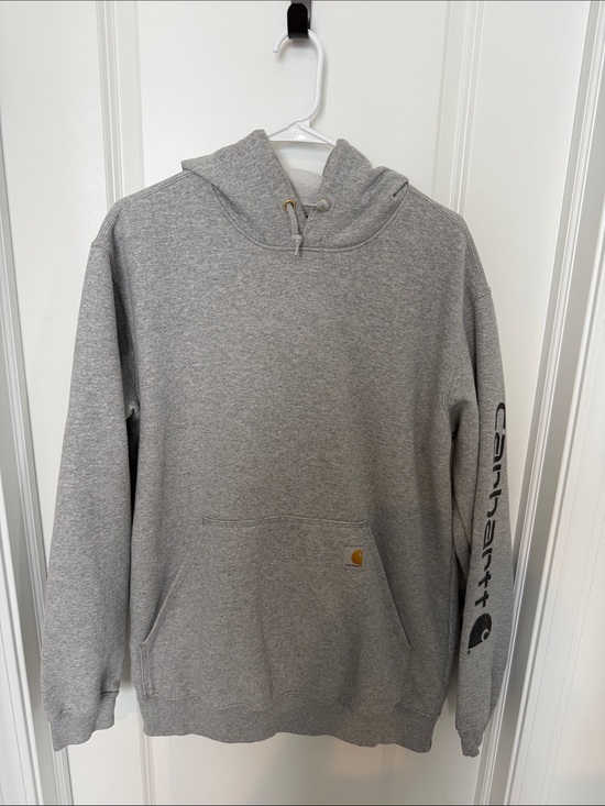 Carhartt Other - Carhartt Gray Hooded Sweatshirt with Sleeve Logo
